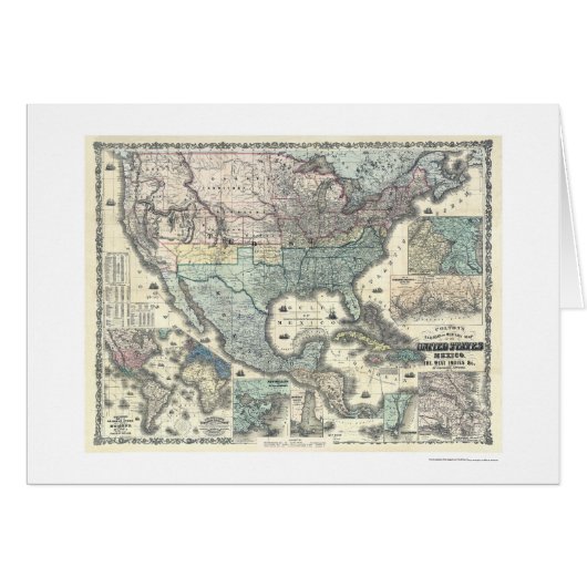 Railroad & Military Map USA 1862 Cards (Front Horizontal)