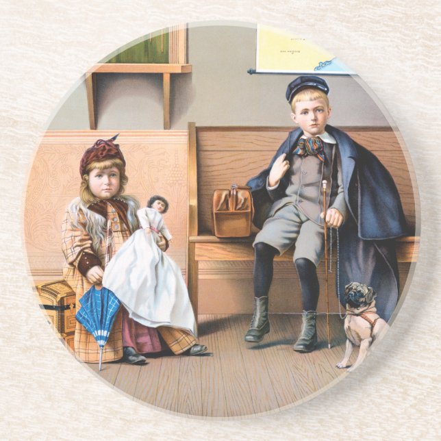 RAILROAD POSTER, 1898 DRINK COASTER (Front)