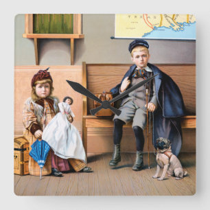 RAILROAD POSTER, 1898 SQUARE WALL CLOCK