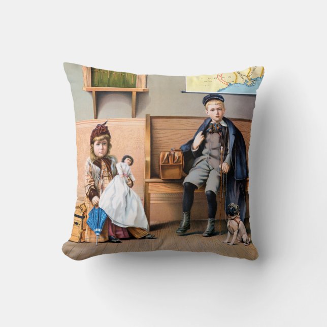 RAILROAD POSTER, 1898 THROW PILLOW (Front)