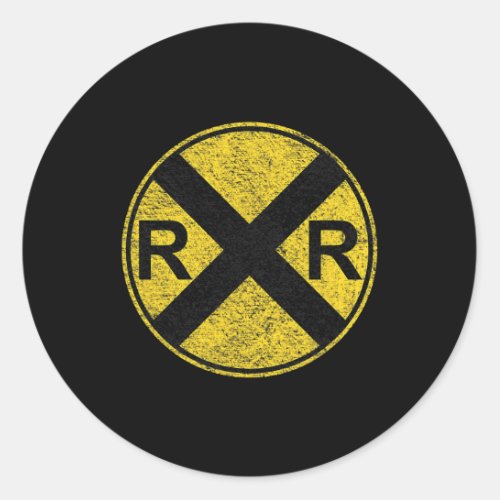 RAILROAD SIGN COSTUME TRAIN RAIL CROSSING WARNING  CLASSIC ROUND STICKER