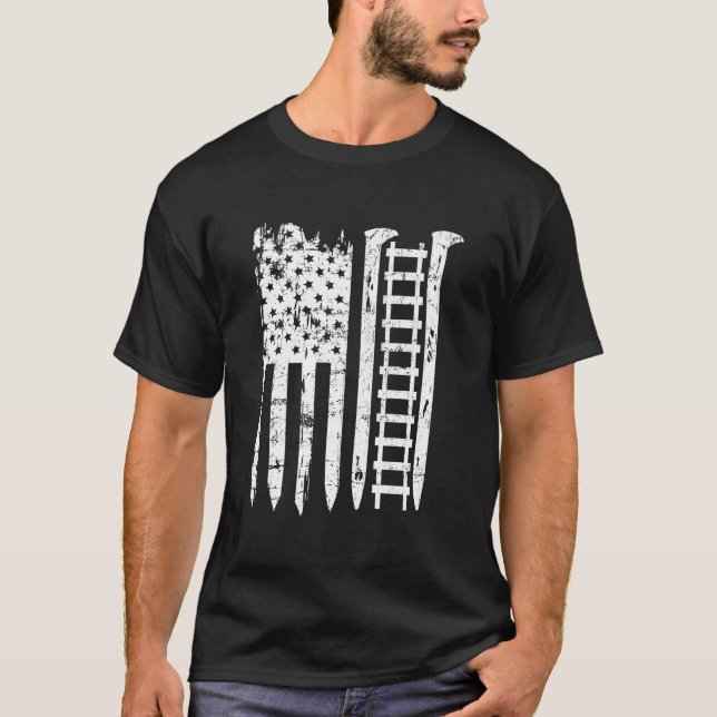 Railroad Spike American Flag Train For Railway Wor T-Shirt (Front)