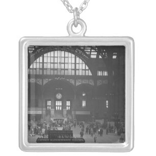 Railroad Station Silver Plated Necklace