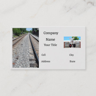 Railroad straight tracks business card