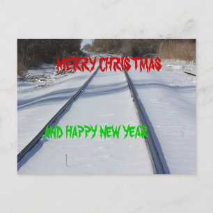 RAILROAD TRACK MERRY CHRISTMAS Postcard