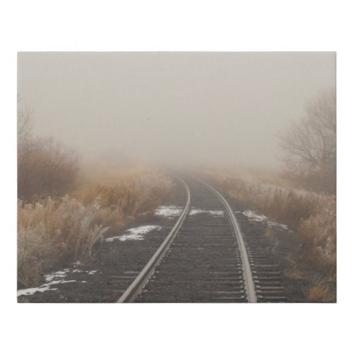 Railroad Tracks Foggy Winter Landscape Photo Faux Canvas Print