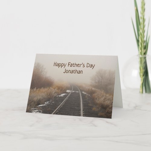 Railroad Tracks Personalized Fathers Day  Card