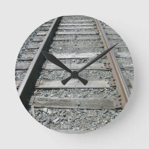 Railroad Tracks Round Clock