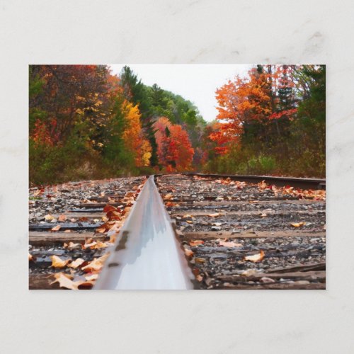 Railroad Tracks Watercolor Painting Postcard