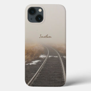 Railroad Tracks Winter Fog Personalized iPhone 13 Case