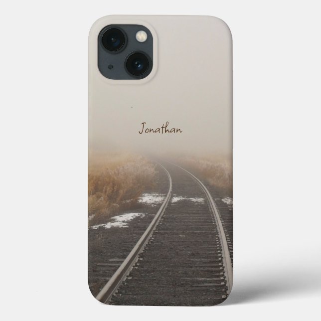 Railroad Tracks Winter Fog Personalized Case-Mate iPhone Case (Back)