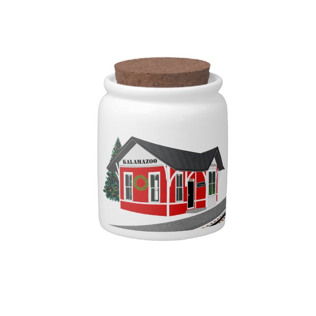 Railroad Train Depot Christmas Mantel Candy Jar (Front)