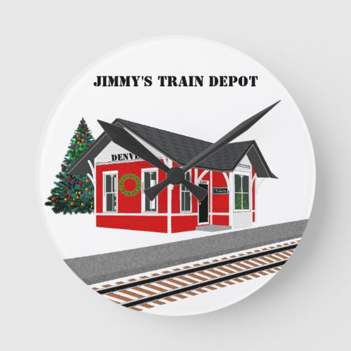 Railroad Train Depot Christmas Model Room Clock