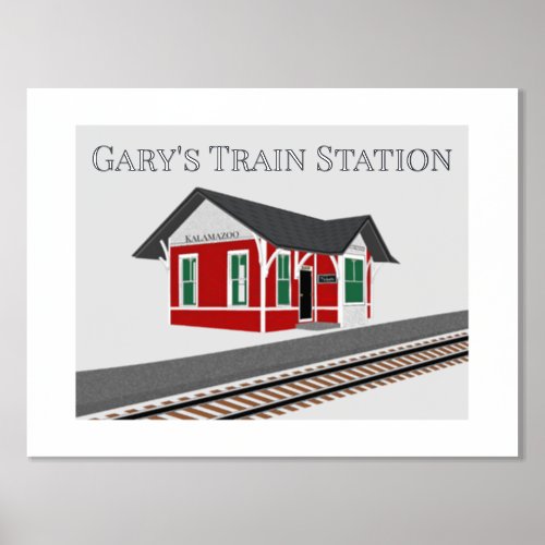 Railroad Train Depot Foil Text at Top Print Poster