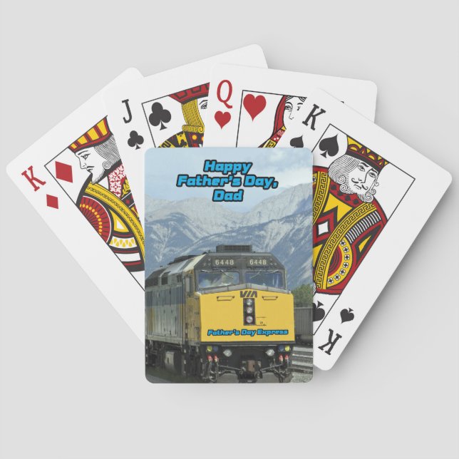 Railroad Train Engine Happy Father's Day Dad  Poker Cards (Back)