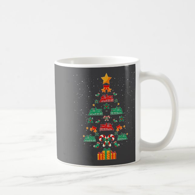 Railroad Train Locomotive Old Train Christmas Tree Coffee Mug (Right)