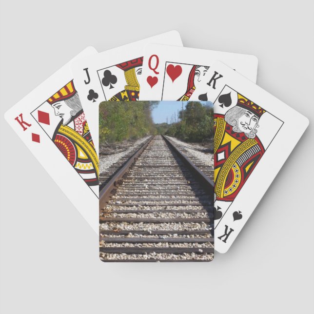 Railroad Train Tracks Photograph Poker Cards (Back)