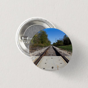 Railroad Train Tracks Scenic Photography Button