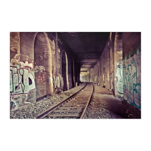 Railroad Tunnel Graffiti Acrylic Print