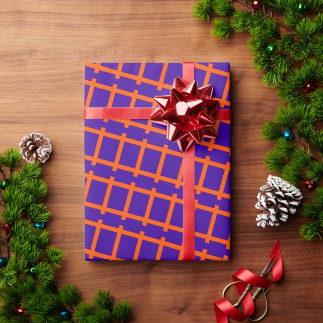 Railroad Violet Orange Minimal Pattern Wrapping Paper (Holiday Gift)