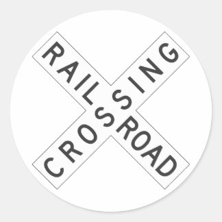 RailroadCrossing Sign Classic Round Sticker