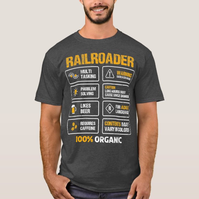 Railroader Awesome for a Train and Railway Fan T-Shirt (Front)