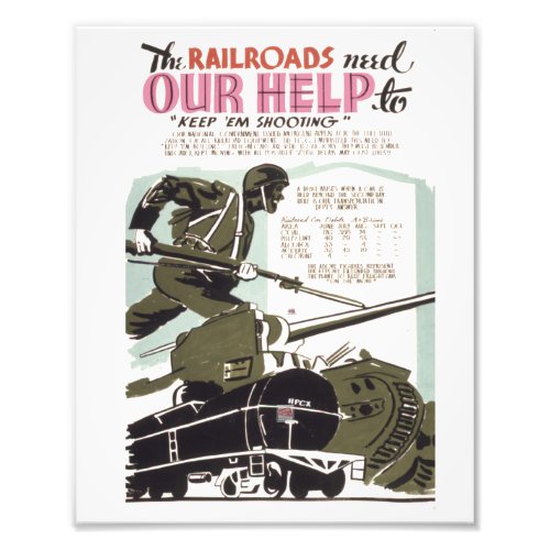 Railroads Need Our Help WW2       Photo Print