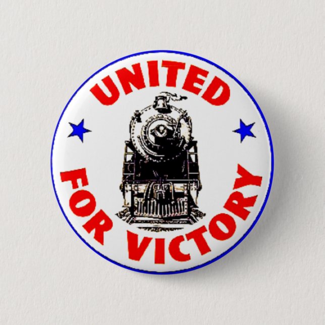 Railroads United For War Effort 1940 Button (Front)