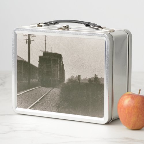 Railway Antique Train Image Vintage Travel Caboose Metal Lunch Box