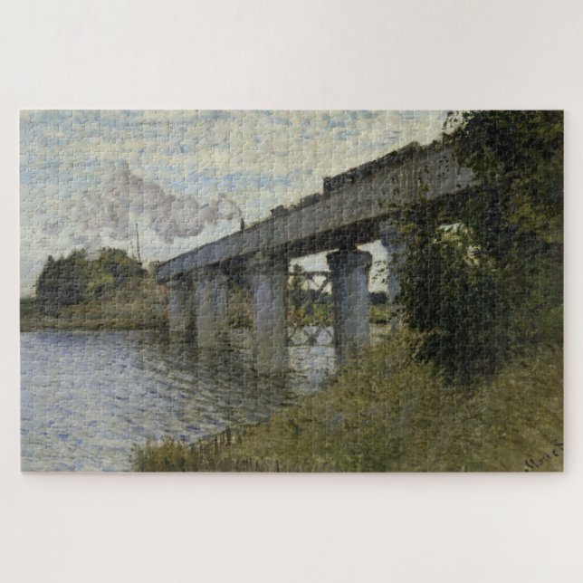 Railway Bridge at Argenteuil (Railroad) (by Monet) Jigsaw Puzzle (Horizontal)