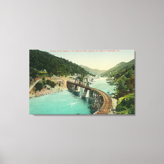 Railway Bridge over Merced River Canvas Print (Front)