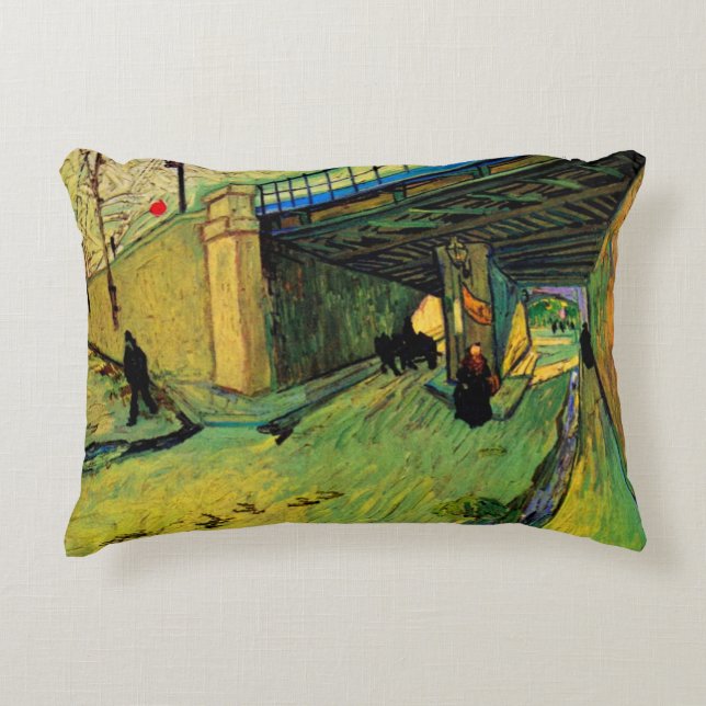 Railway Bridge over Montmajour by Vincent van Gogh Accent Pillow (Front)