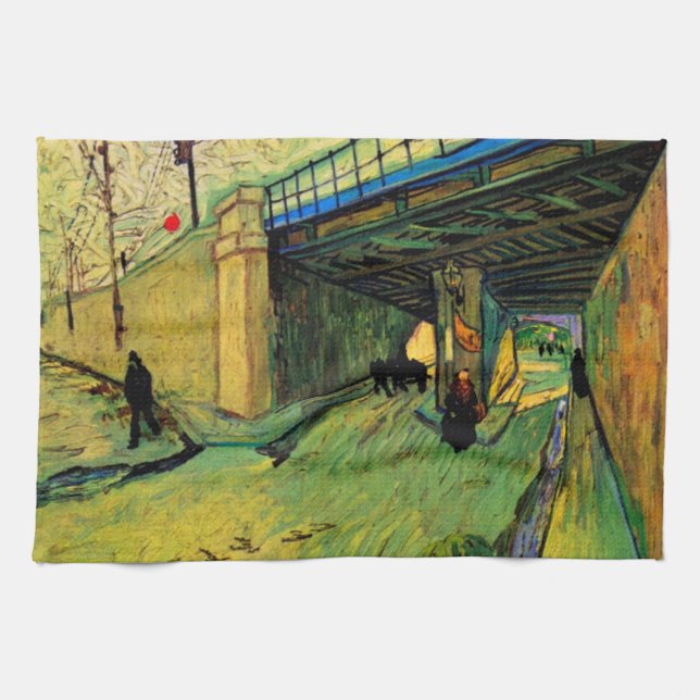 Railway Bridge over Montmajour by Vincent van Gogh Kitchen Towel (Horizontal)