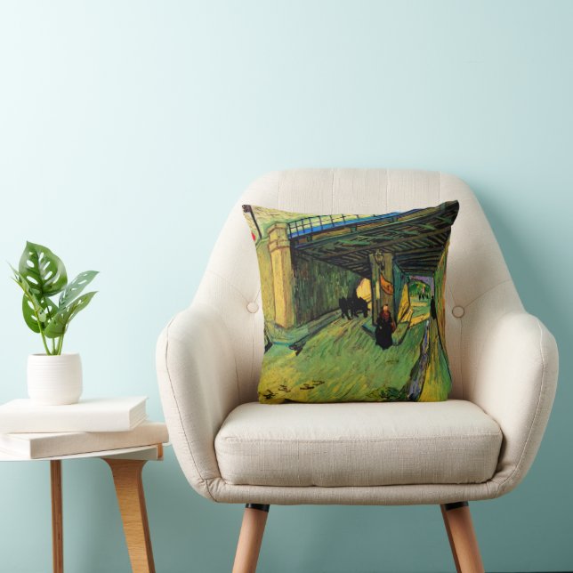 Railway Bridge over Montmajour by Vincent van Gogh Throw Pillow (Chair)