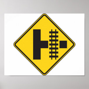 Railway Crossing Ahead Road Sign
