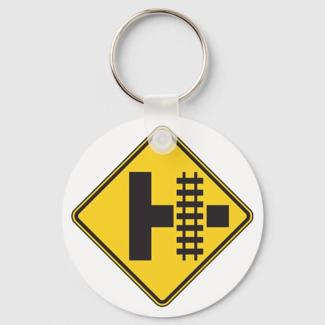 Railway Crossing Road Sign Keychain (Front)