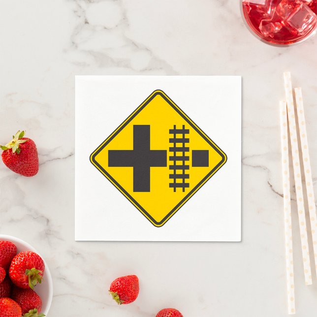 Railway Crossing Road Sign Paper Napkins (Creator Uploaded)
