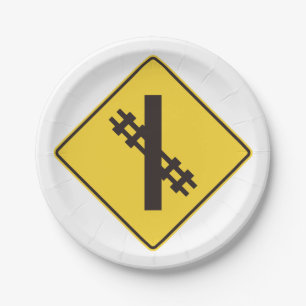 Railway Crossing Road Sign Paper Plates