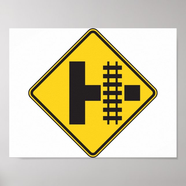 Railway Crossing Road Sign Poster (Front)