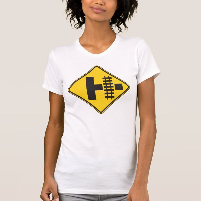 Railway Crossing Road Sign Womens T-Shirt (Front)