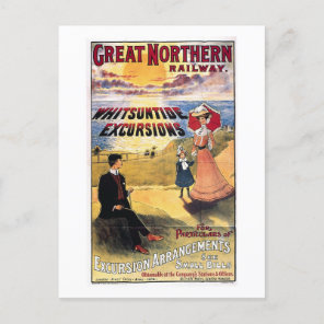 Railway Excursion, UK, Great Britain, Vintage Postcard
