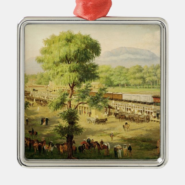 Railway in the Valley of Mexico, 1869 Metal Ornament (Front)