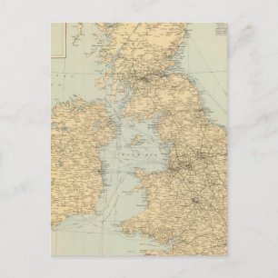 Railway map, British Isles Postcard