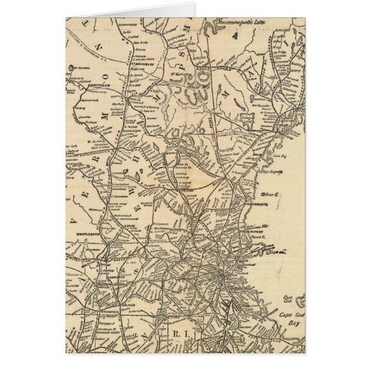 Railway map New England States Cards (Front)