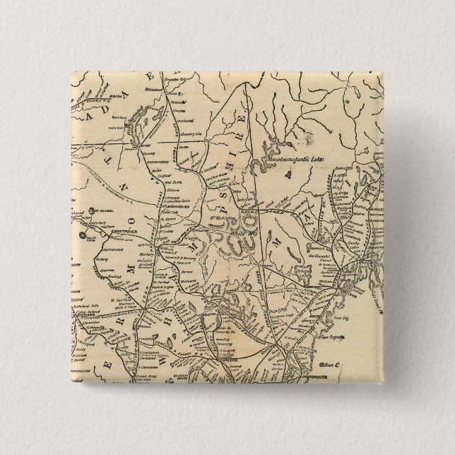 Railway map New England States Pinback Button (Front)