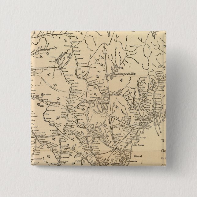 Railway map New England States Pinback Button (Front)