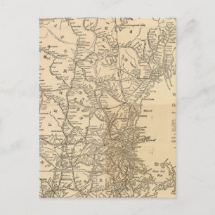 Railway map New England States Postcard