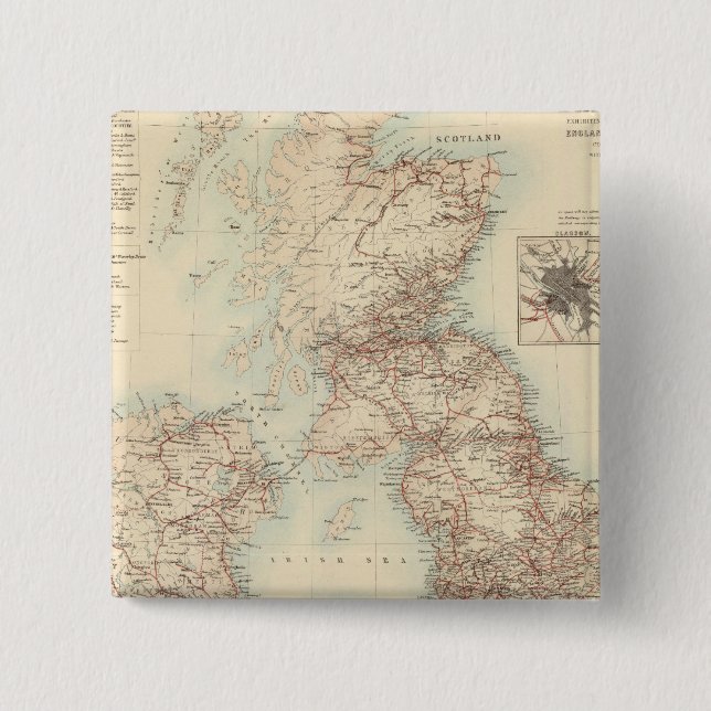 Railway Map of the British Isles Pinback Button (Front)