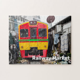 Railway Market Mae Klong Vintage Thailand Retro Jigsaw Puzzle