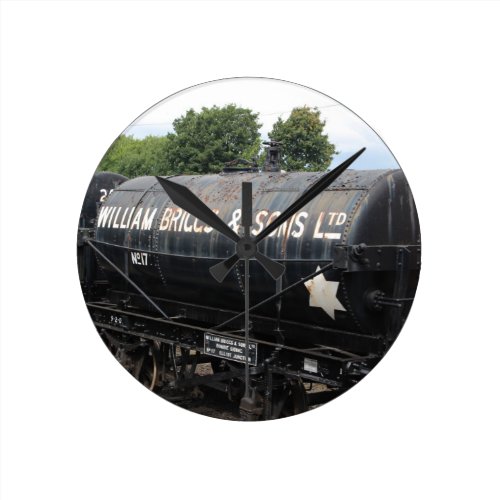 Railway scene - tankers - vintage round clock